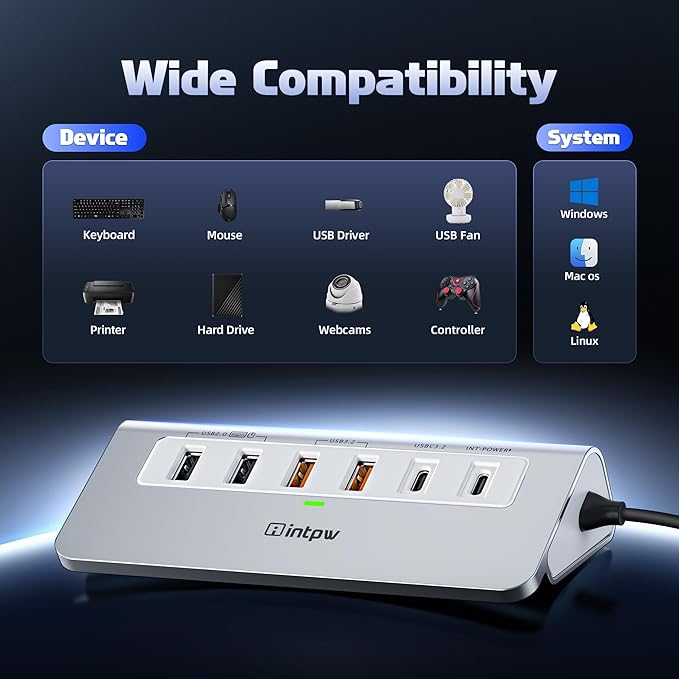intpw P9 PRO USB C Hub 10Gbps, 9-in-1 USB C Docking Station - Image 9