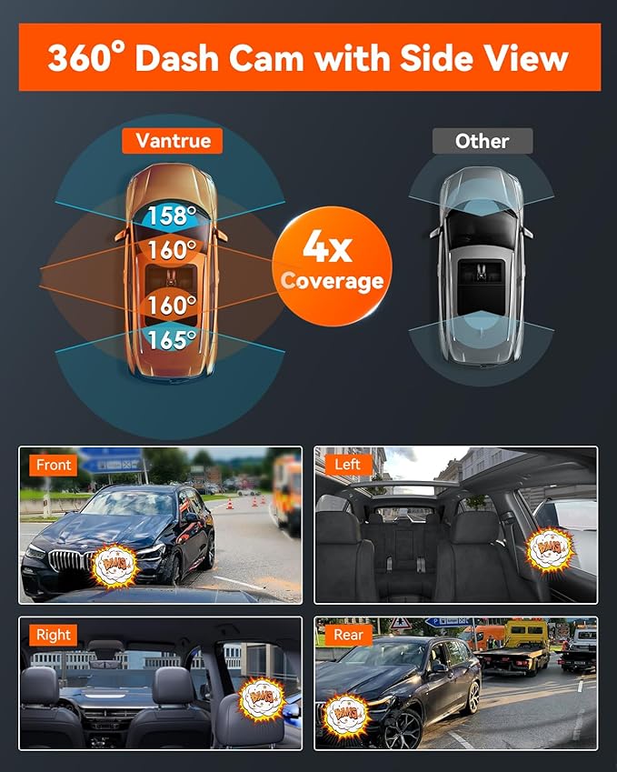 Vantrue N5 4 Channel WiFi 360° All Sides Dash Cam, STARVIS 2, IR Night Vision - Image 4