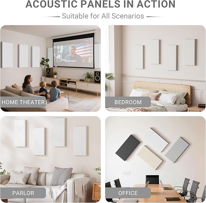 4 Pack High-Density Core with Fabric Cover Acoustic Panels – 24×12×2 In - Image 6