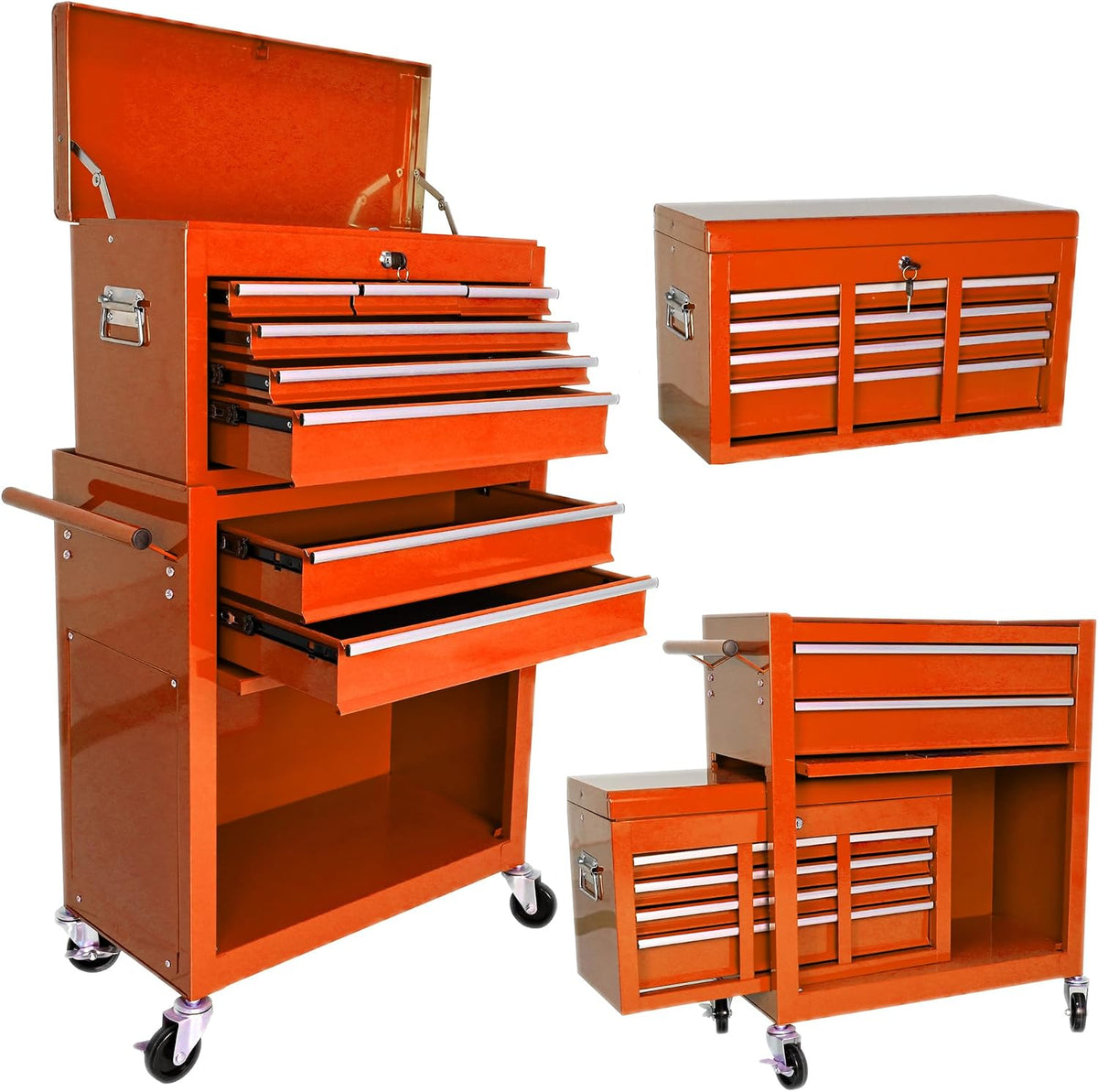 ryh 8 drawers rolling tool chests (orange, 8, main product view