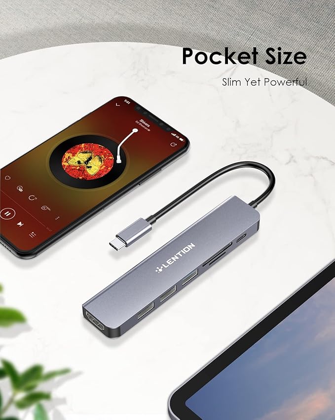 LENTION USB C Hub with 100W Charging, 4K HDMI, Dual Card Reader, USB 3.0 & 2.0 - Image 8