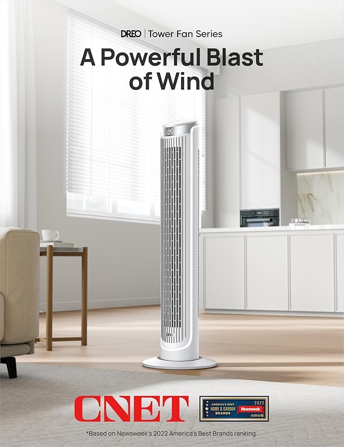 Dreo Tower Fans for Bedroom, 90°Oscillating Fans for indoors, 5 Speeds 4 Modes - Image 7