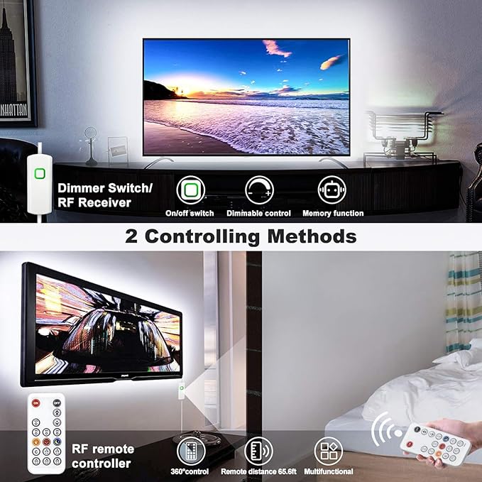MY BEAUTY LIGHT White LED Strip Lights, 16.4ft Dimmable LED Light Strip - Image 3