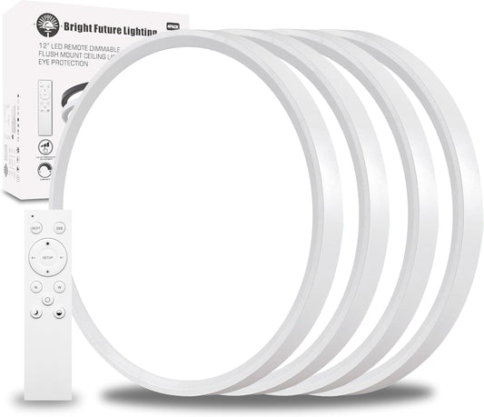 4Pack 12 Inch Remote Control Dimmable LED Flush Mount Ceiling Light Panel