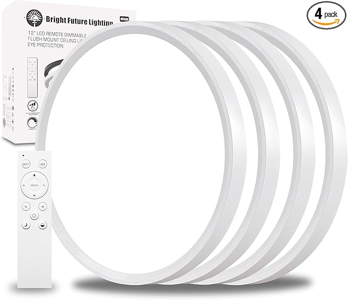 4Pack 12 Inch Remote Control Dimmable LED Flush Mount Ceiling Light Panel by Unknown