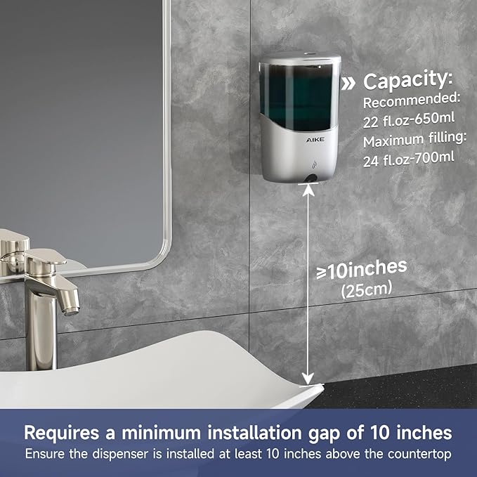 AIKE Liquid Automatic Wall Mount Soap Dispenser, Battery Operated Model AK1216 - Image 2