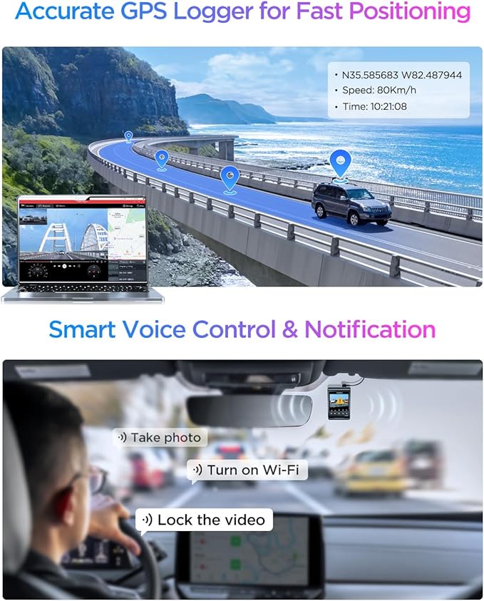 VIOFO A329S 4K 3 Channel Dash Cam, 4K Front + 2K Cabin Fisheye + 2K Rear - Image 8