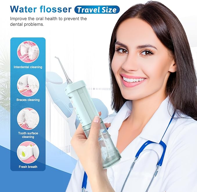 JNGOODS Mini Portable Water Flosser Oral Irrigator Water Teeth Cleaner Pick - Image 2