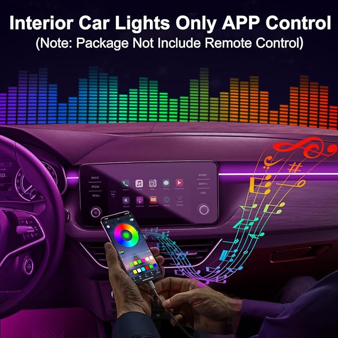Interior Car LED Strip Lights APP Control, 5 in 1 RGB 16 Million Colors Ambient - Image 3