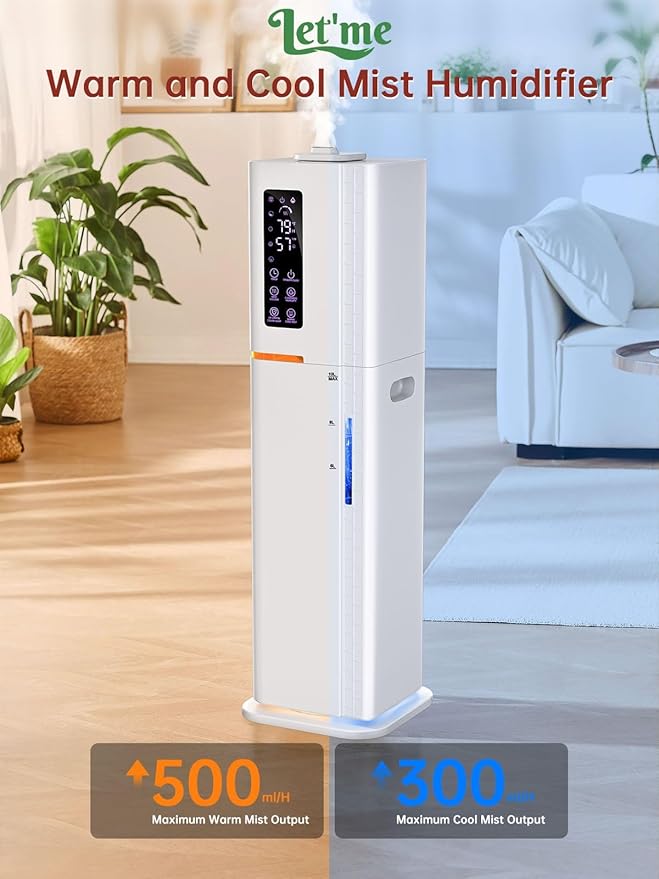 2.64Gal Humidifiers for Bedroom Large Room, Warm and Cool Mist up to 500ft² - Image 3