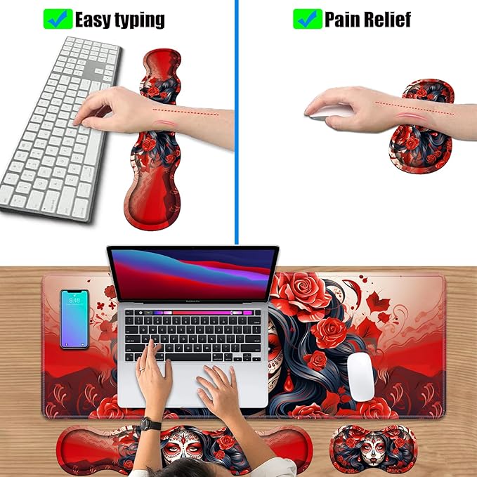 4 in 1 Ergonomic Keyboard Wrist Rest & Mouse Pad Wrist Rest Set, Large XXL - Image 6