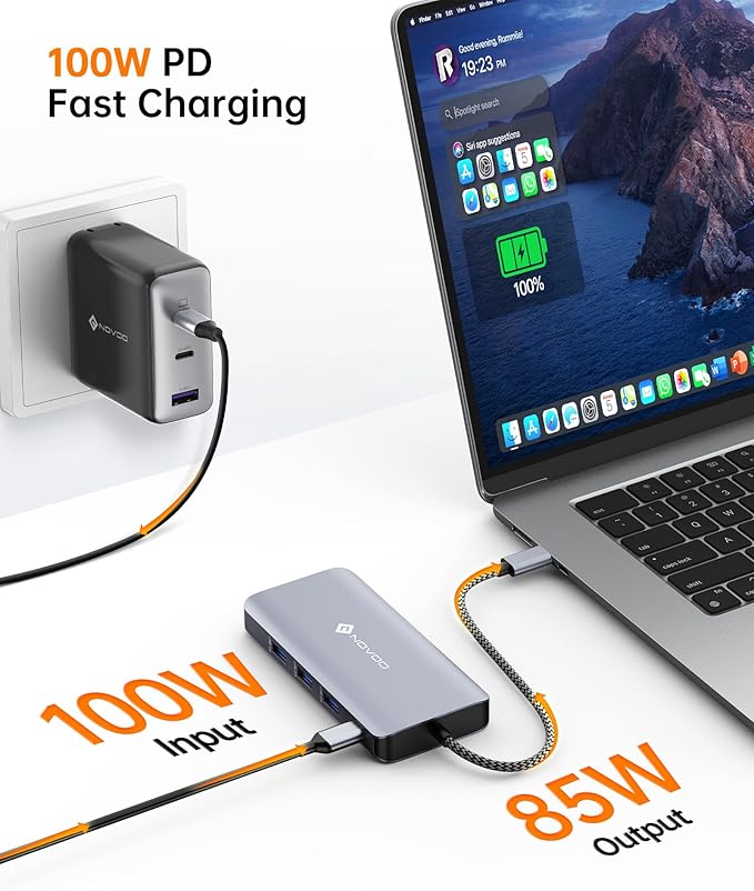 USB C Docking Station, NOVOO Triple Display Type C Hub Dual Monitor HDMI - Image 4