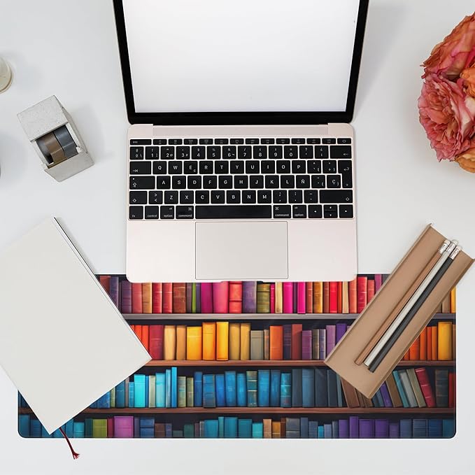 Eflxamz Large Gaming Mouse Pad for Desk, Bookshelves Full of Books Desk Mat - Image 7