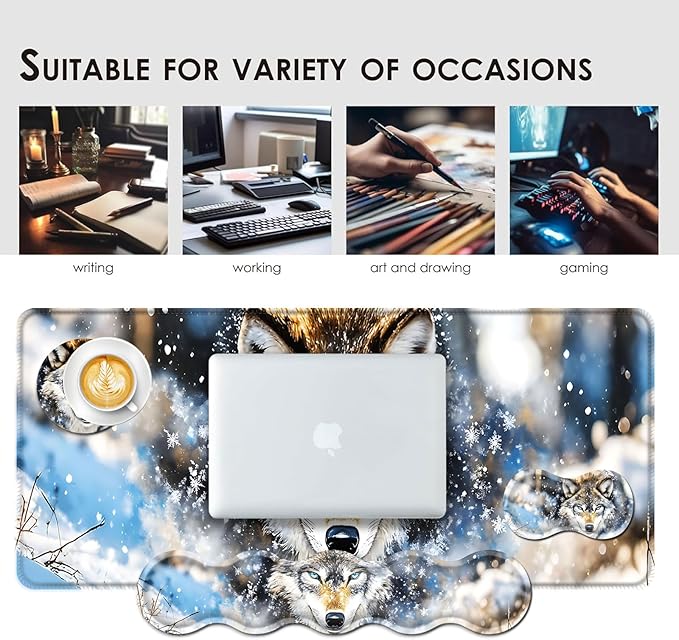 BFUKVOU Large Keyboard Mouse Pad Set, Extended Mouse Pad+Keyboard Wrist Rest - Image 7