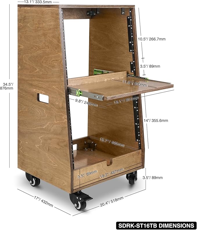 Sound Town DIY Slanted 16U Studio Rack, - Image 5