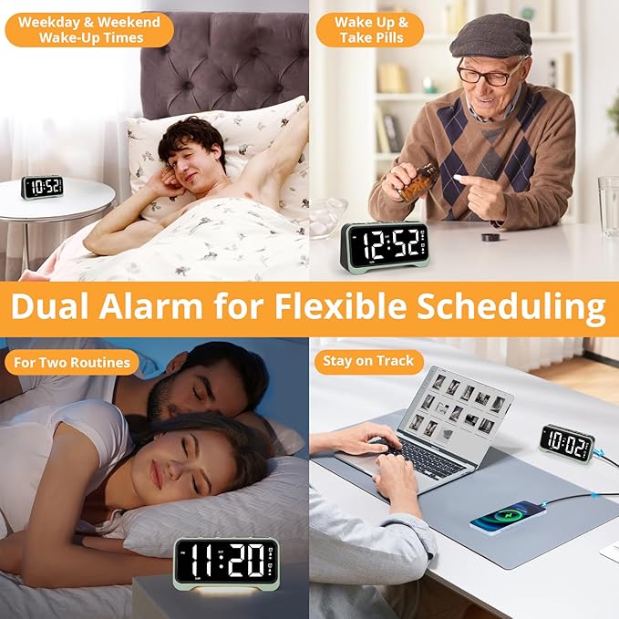 Loud Alarm Clock for Heavy Sleepers Adults/Kids, Dual Vibrating Alarm Clock Bed - Image 7