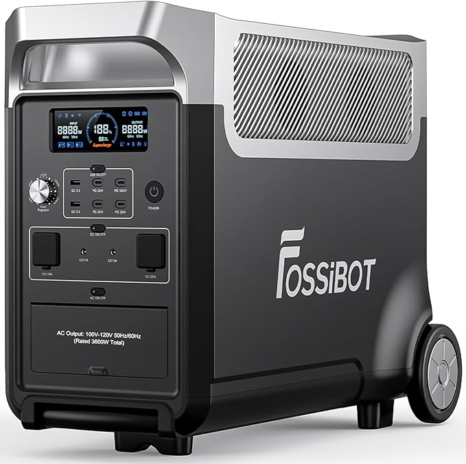 FOSSiBOT F3600 Portable Power Station, 5x120V AC Output 3600W/3840Wh LiFePO4 by FOSSIBOTSolarGenerator