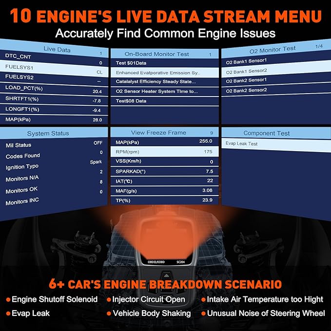CGSULIT Scan Tool SC204 OBD2 Scanner, Check Engine Light Code Reader - Image 6