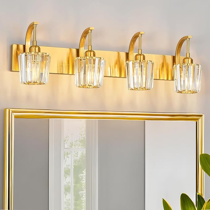 FDPBY Modern Bathroom Vanity Light, 4-Light Gold Wall Sconce by FDPBY