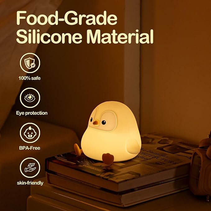 ATSUI Penguin Night Light, LED Squishy Novelty Animal Night Lamp, Food Grade - Image 2
