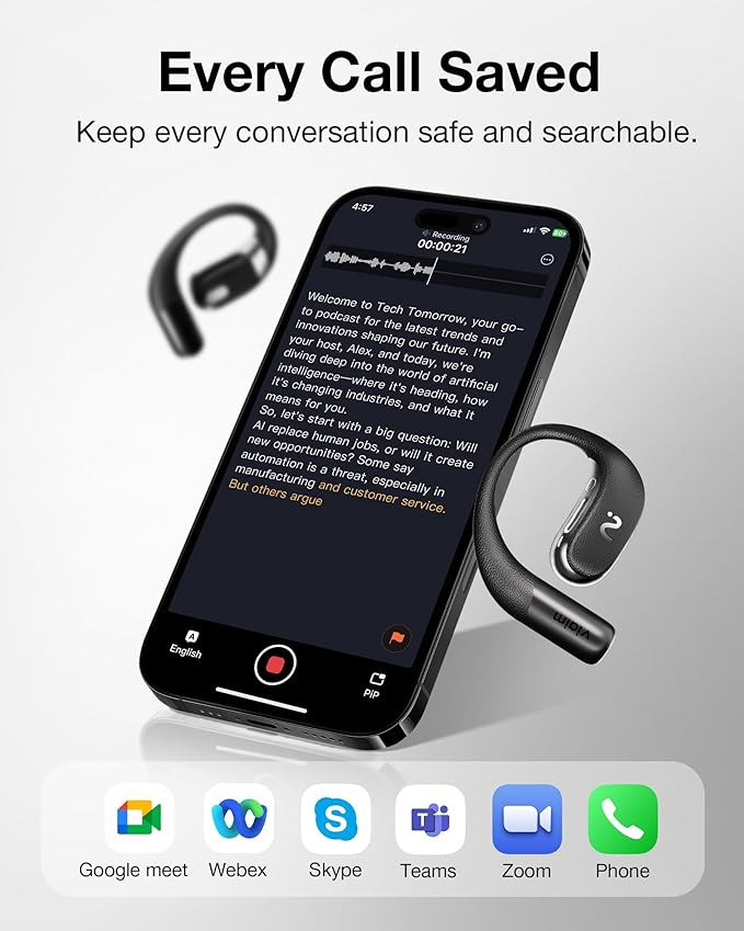 OpenNote AI Voice Recorder – Open Ear Headphones - Image 4