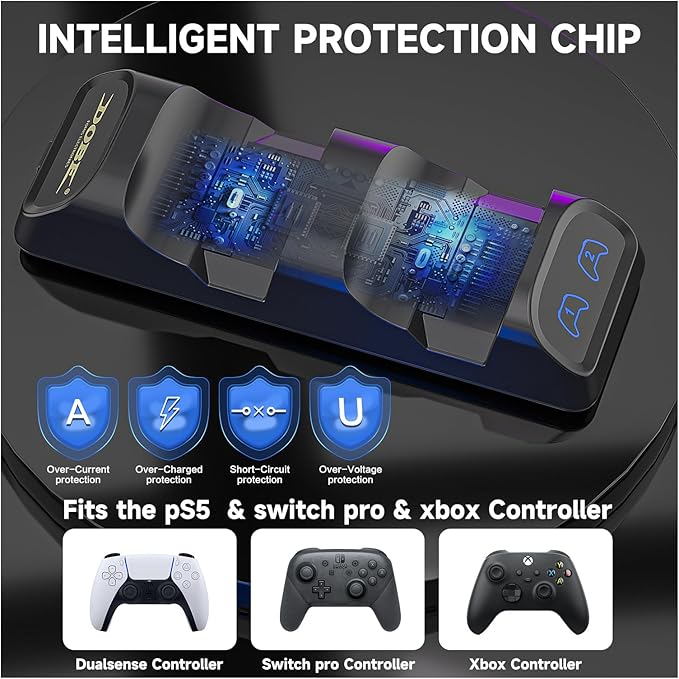 ECHZOVE Switch 2 Pro Controller Charger Dock – Dual Fast Charging Station - Image 3