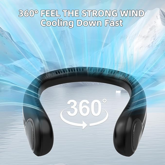 Portable Neck Fan, Hands Free Personal Wearable Bladeless Fan, 6000mAh USB - Image 2