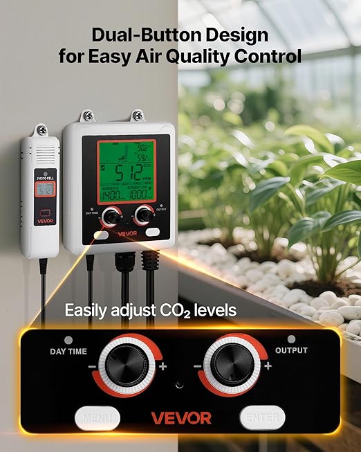 VEVOR Carbon Dioxide Monitoring Controller, Dual Outlets Carbon Dioxide - Image 6