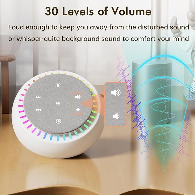 DreamSky Sound Machine for Sleep, 26 Sounds & RGB Night Light, USB-C Powered - Image 5