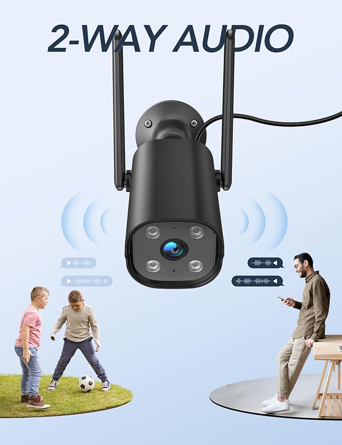 GNCC 2K Outdoor Security Camera, IP65 Weatherproof, Night Vision, Motion Sound - Image 3