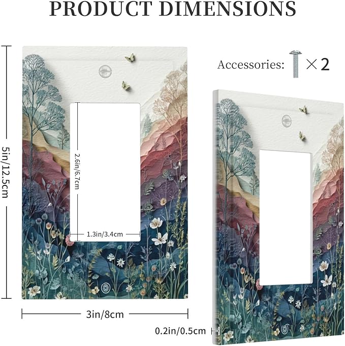 Bvtewkhz Wildflowers Rustic Flowers Floral Plants Light Switch Covers Wall - Image 4