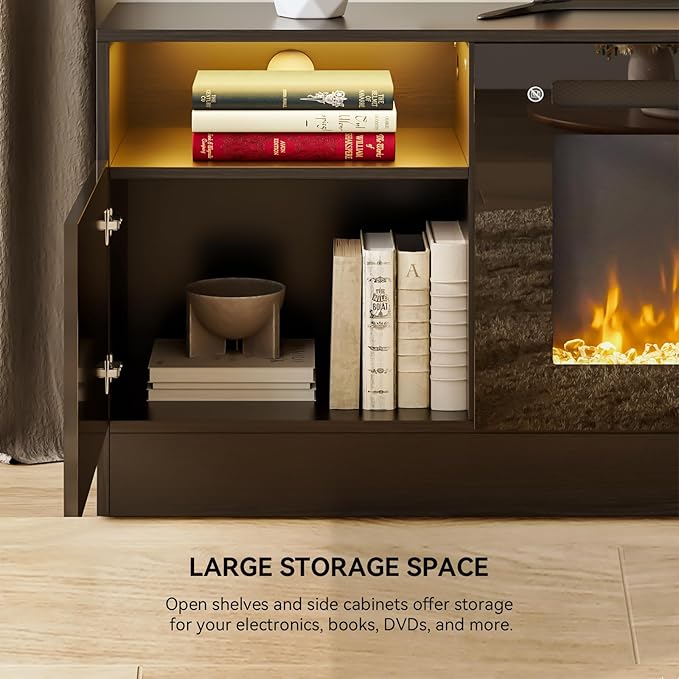 YISUFO 70" TV Stand with 36" Electric Fireplace, Large Modern Media - Image 7