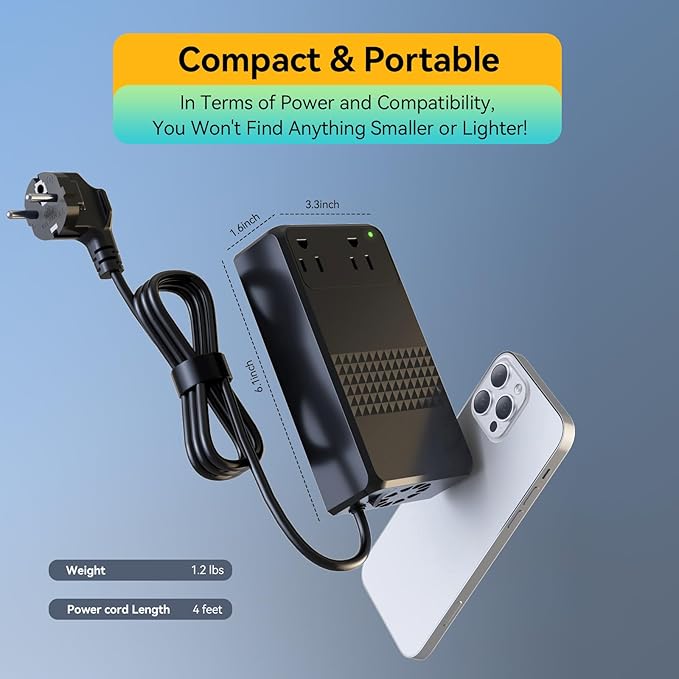 220V to 110V Voltage Converter, 600W AC Sockets Power Any American Appliances - Image 5