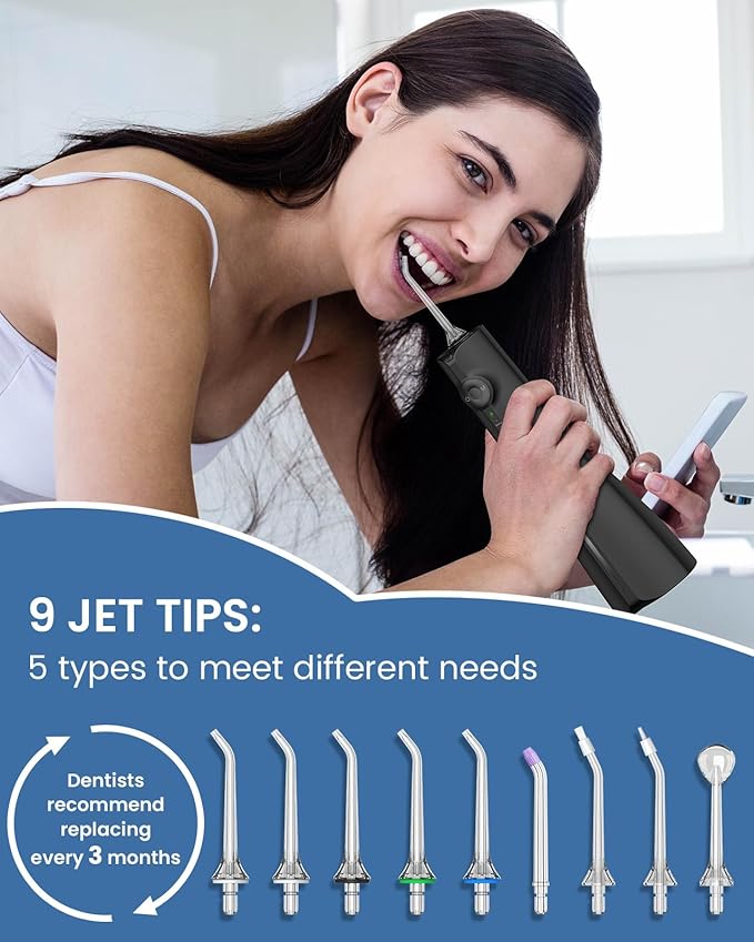 AUIEI Water Flosser Teeth Pick: 9 Jet Tips Cordless Oral Irrigator - Image 3
