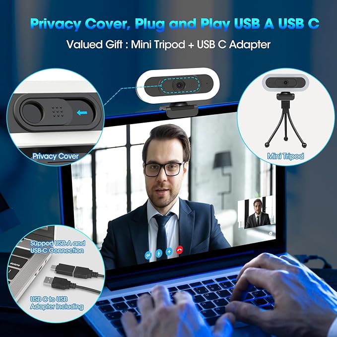 ToLuLu Streaming Webcam 2K 50FPS Web Cam, LED RGB Webcam - Image 9