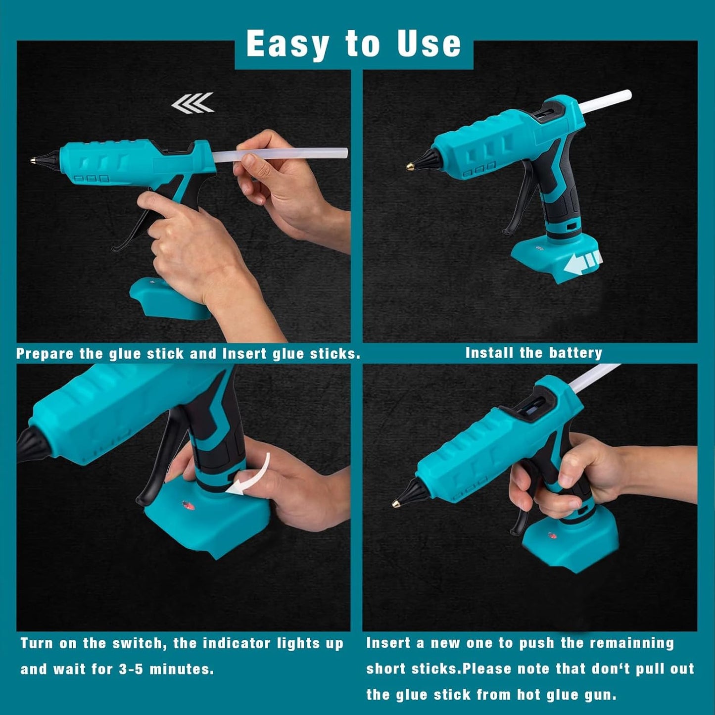 100W Cordless Hot Glue Gun Compatible with Makita 18V Battery | Tool Only, High Temp Electric Power Glue Gun, 20PCS Full Size Glue Sticks for Arts Crafts DIY Christmas Decor Repair PDR