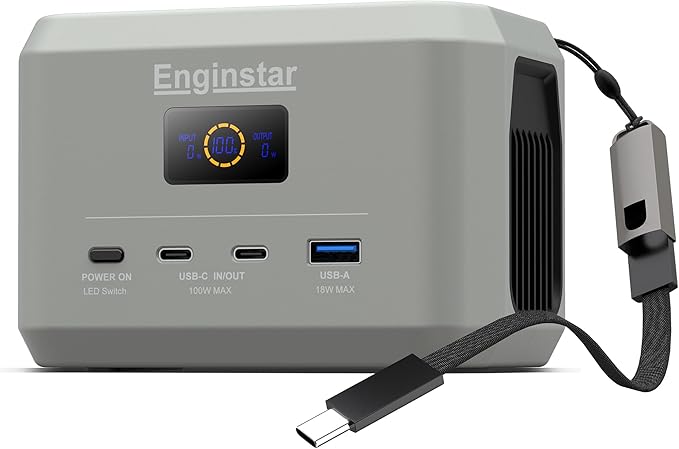 Enginstar Portable Power Station, Outdoor 99Wh LiFePO4 Battery, Solar Generator by ENGINSTAR