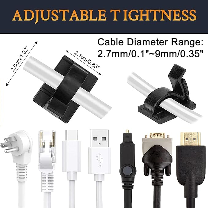SOULWIT 50Pcs Adjustable Cable Management Clips, Adhesive Organizers Sticky - Image 3