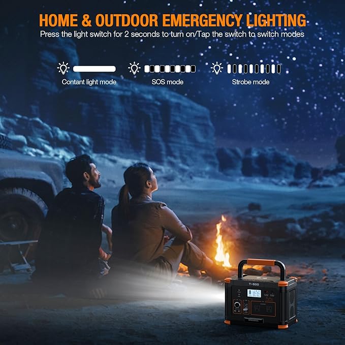 Portable Power Station 500W, 519Wh Outdoor Solar Generator Backup Battery Pack - Image 6