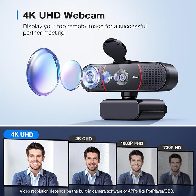 EMEET C960 4K Webcam for PC, 4K UHD Sony Sensor, PDAF Auto Focus, Dual AI - Image 2
