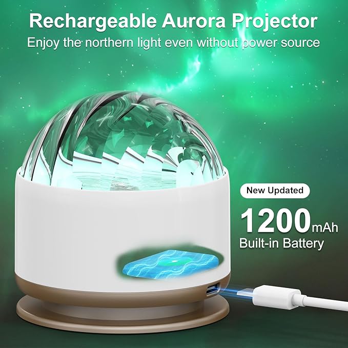 HUMIIEYE Northern Light Projector, Battery Operated Aurora Night Light - Image 3