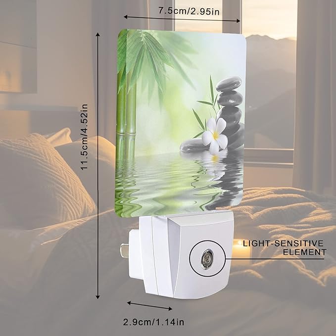 Smoaffly Zen Stones Bamboo Tree Jasmine Flower Spa Night Light Plug-in LED - Image 4