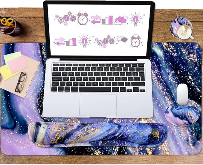 Keyboard Mouse Pad Set, Extended Mouse Pad+Keyboard Wrist Rest Support - Image 6