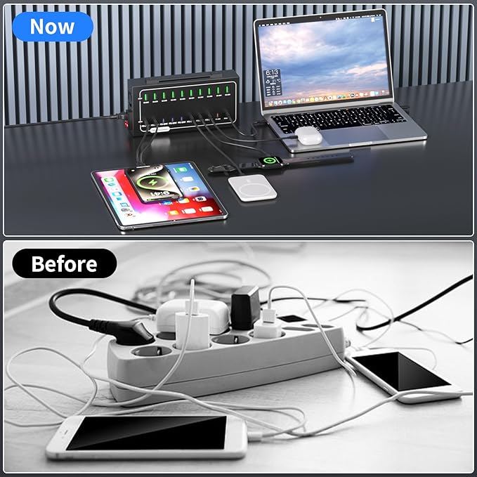 580W USB Charging Station, 20 Port USB C Charger Block, Fast Charging Station - Image 7