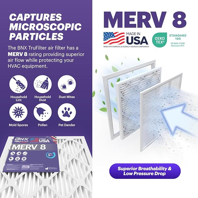 BNX TruFilter 20x25x2 Air Filter MERV 8 - Image 3