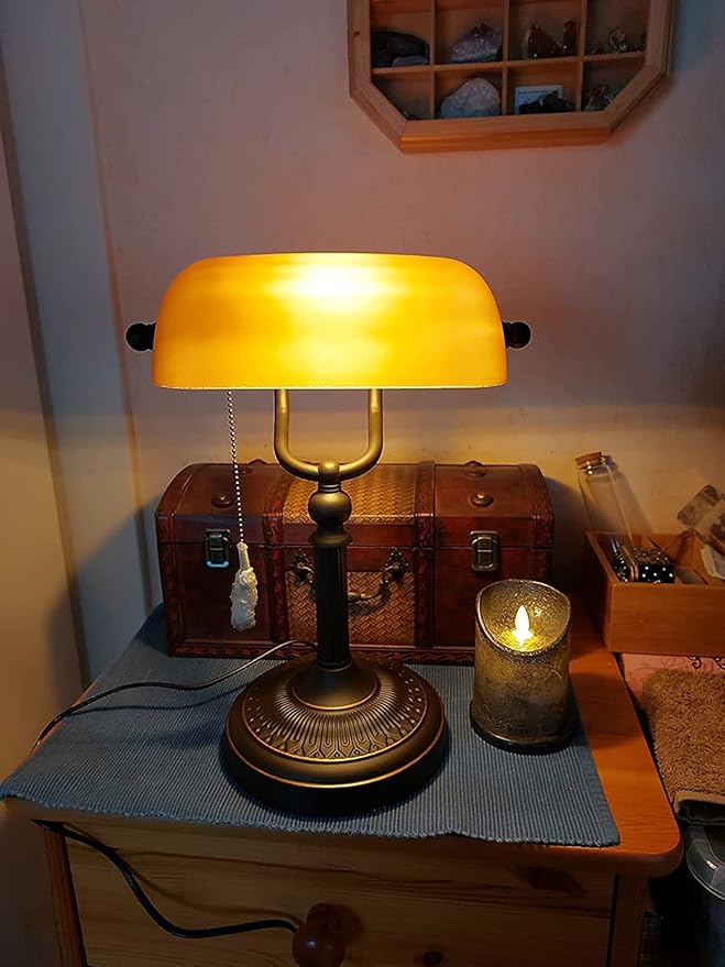 Newrays Matted Orange Glass Bankers Desk Lamp - Image 2