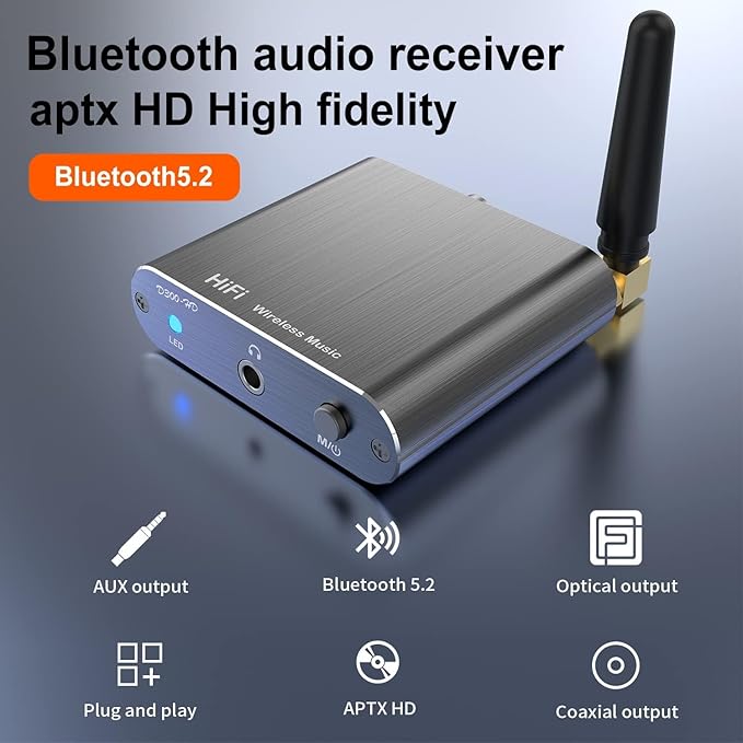 Bluetooth 5.2 Receiver Adapter for Old Home Stereo Receiver Speakers, Wireless - Image 2