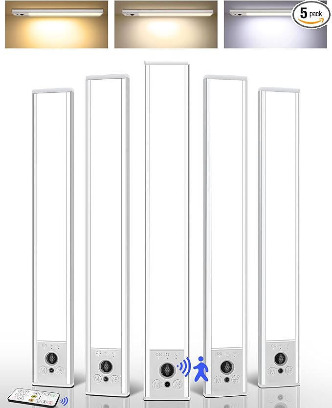 EZVALO 5 Pack Under Cabinet Lighting, 4000mAh Rechargeable Motion Sensor Light by EZVALO