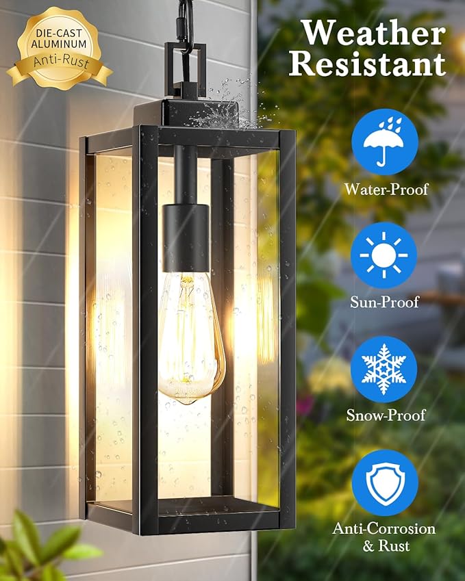 MYHXQ 15'' Large Motion Sensor Outdoor Pendant Lights, Dusk to Dawn Modern - Image 6