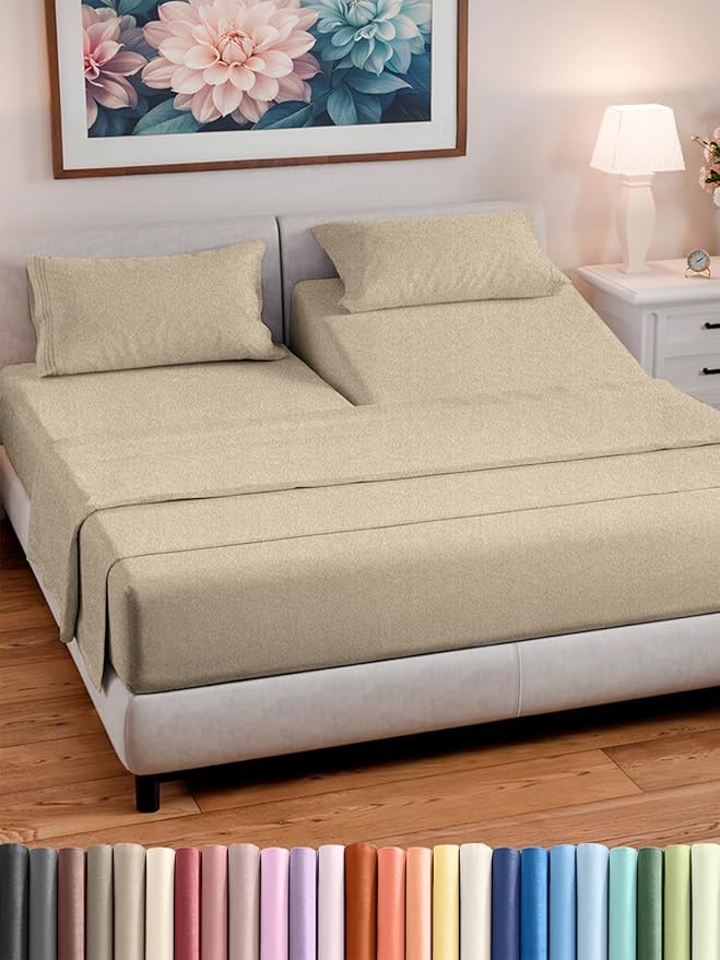 Split Head King Sheet Set – 4 Piece Flex Split Top King Sheets by CGKUnlimited